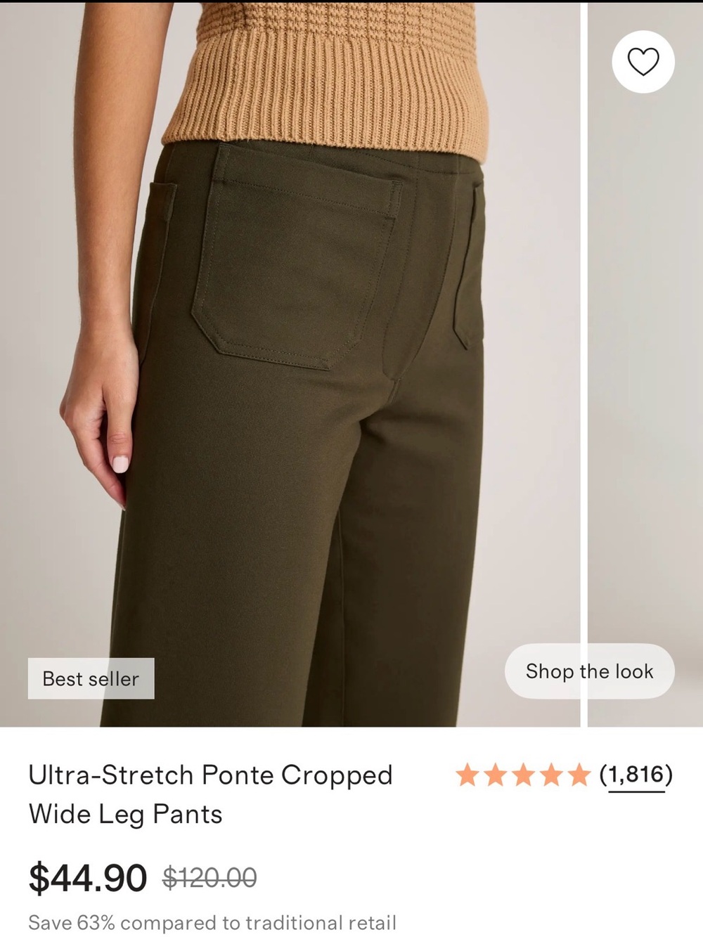 Quince Wide-Leg Pants in olive